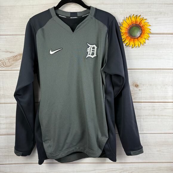 detroit tigers sweatshirt mens small gray nike‎ dri fit authentic fleece - Picture 1 of 9